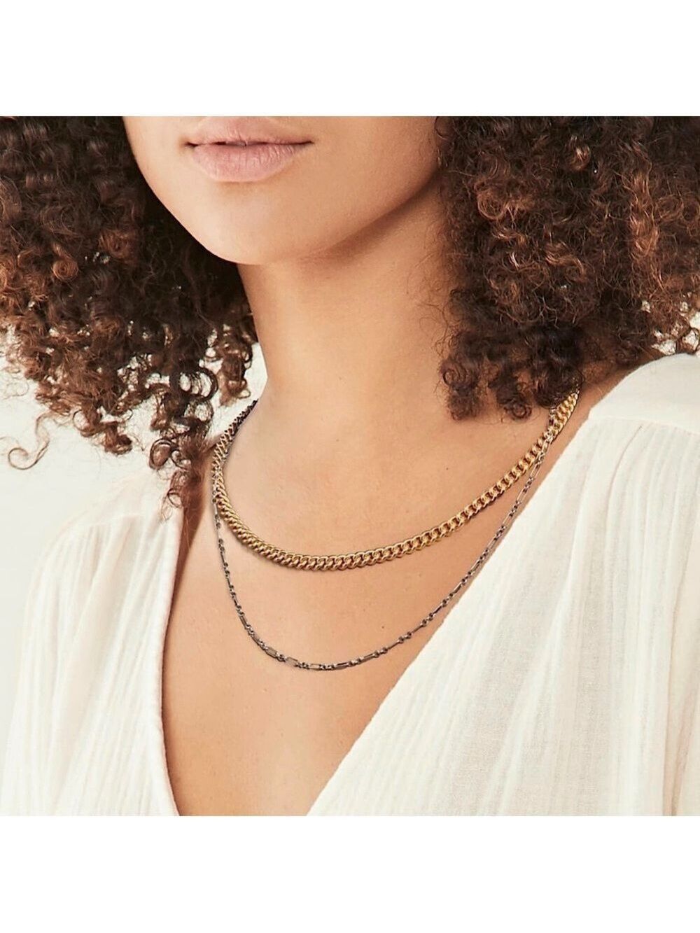 Madewell Mixed Metal Chain Necklace Set - Picture 4 of 13